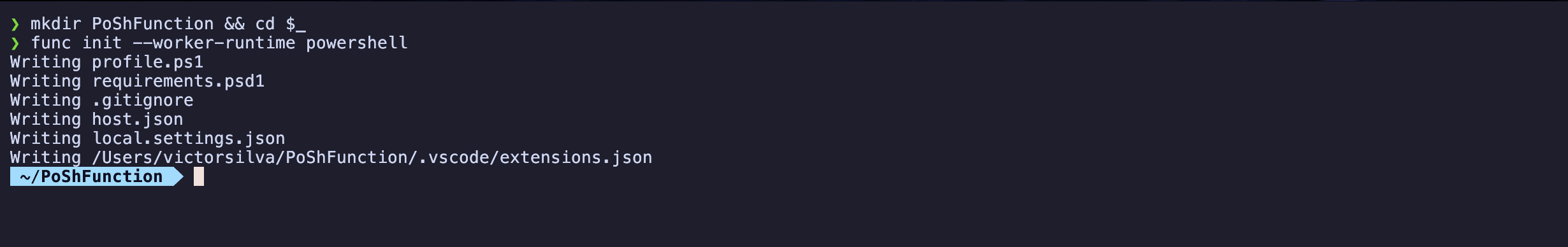 Initialize PowerShell Function App